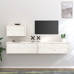 vidaXL Meubles TV 3 Pièces Blanc Bois massif de pin