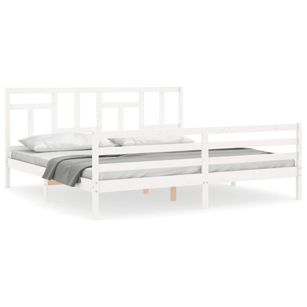 vidaXL Cadre de lit avec tête de lit blanc 200x200 cm bois massif