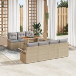 vidaXL Ensemble de canapé de jardin 8 pièces avec coussins Beige Polyrotin Acacia