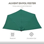 Demi parasol  parasol de balcon 5 entretoises métal polyester 2 69L x 1 38l x 2 36H m vert