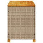 vidaXL Boîte de rangement de jardin beige résine tressée bois d'acacia