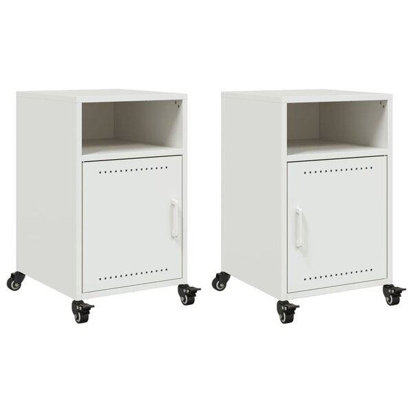 vidaXL Tables de chevet 2 Pièces blanc 36x39x59 cm acier