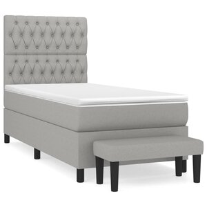 vidaXL Sommier à lattes de lit et matelas Gris clair 90x190 cm Tissu