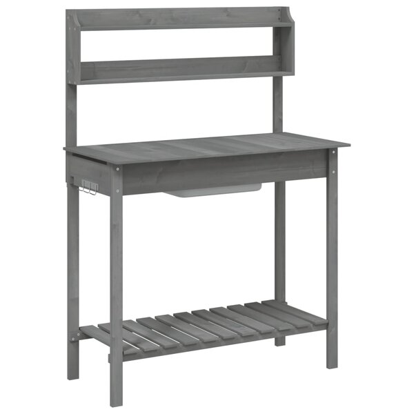 vidaXL Table de rempotage avec évier gris bois massif de de sapin