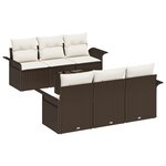 vidaXL Set de Canapé de Jardin à 7 pièces avec Coussins Marron Poly Rattan