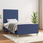 vidaXL Cadre de lit avec tête de lit Bleu 90x190 cm Tissu