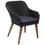 vidaXL Chaises d'extérieur lot de 2 avec coussins Résine tressée Noir