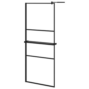 vidaXL Paroi de douche avec étagère Noir 80x195 cm Verre ESG&Aluminium