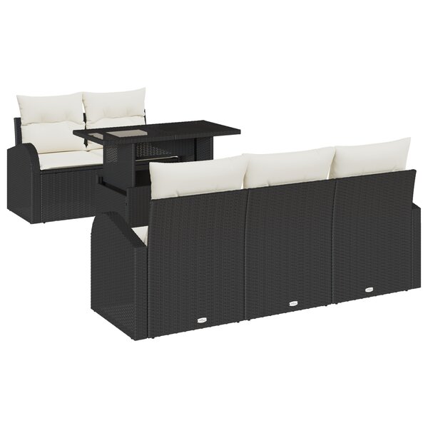 vidaXL Ensemble de Canapé de Jardin de 6 Pièces avec Coussins Noir en Poly Rattan