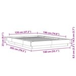 vidaXL Cadre de lit avec lumières LED gris béton 120x190 cm