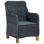 vidaXL Salon de jardin 3 Pièces avec coussins résine tressée gris foncé