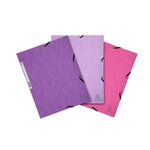 Lot De 3 Chemises À Élastiques 3 Rabats Carte Lustrée 400g/m2 - A4 - Candy - X 17 - Exacompta