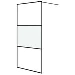 vidaXL Paroi de douche Noir 100x195 cm Verre ESG demi-dépoli