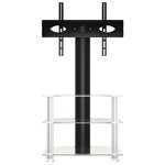 vidaXL Meuble TV d'angle 3 niveaux pour 32-70 pouces noir et argenté