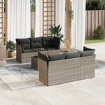 vidaXL Salon de jardin avec coussins 7 Pièces gris clair résine tressée