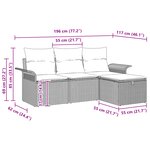 vidaXL Ensemble de canapé de jardin 4 pièces avec coussins gris en poly rotin