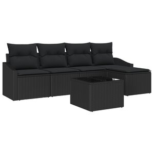 vidaXL Ensemble de canapé de jardin 6 pièces avec coussins Beige en poly rotin