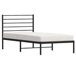 vidaXL Cadre de lit métal sans matelas avec tête de lit noir 100x190cm