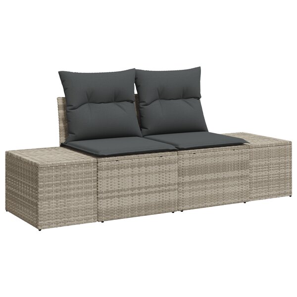 vidaXL Canapé de jardin 2 places avec coussins en poly rotin gris
