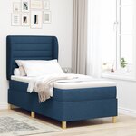 Lit box spring vidaXL avec matelas - Bleu - 90x190 cm - Tissu