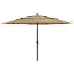 vidaXL Parasol à 3 niveaux avec mât en aluminium Taupe 3 5 m