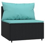 vidaXL Salon de jardin 4 Pièces avec coussins Noir Résine tressée