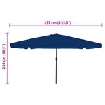 Parasol de jardin vidaXL avec lumières LED Ø395x245 cm Bleu Azur