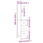 vidaXL Buffet haut Blanc 34 5x34x180 cm Bois d'ingénierie