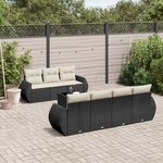 vidaXL Salon de jardin 8 Pièces avec coussins noir résine tressée