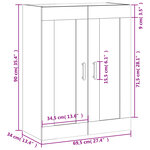 vidaXL Armoire murale chêne fumé 69 5x34x90 cm bois d'ingénierie