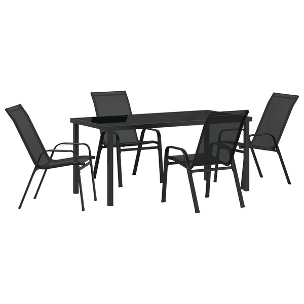 vidaXL Ensemble de salle à manger de jardin 5 pièces noir Textilène et acier