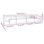 vidaXL Meuble TV avec lumières LED Chêne sonoma 290x36 5x40 cm