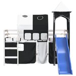 vidaXL Lit mezzanine enfants avec tour blanc/noir 90x190 cm pin massif