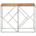 vidaXL Table console argenté acier inoxydable et bois massif d'acacia