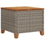 vidaXL Table de jardin gris 45x45x37 cm résine tressée et bois acacia