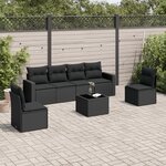 vidaXL Salon de jardin 7 Pièces avec coussins noir résine tressée