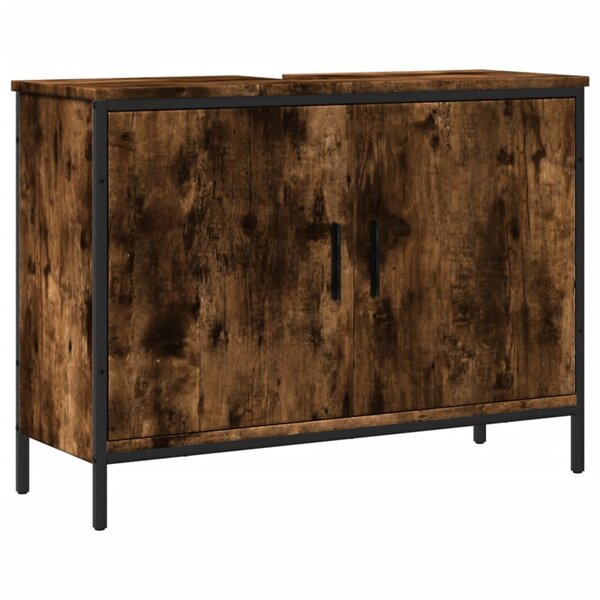 vidaXL Armoire lavabo de salle de bain chêne fumé 80x30x60 cm