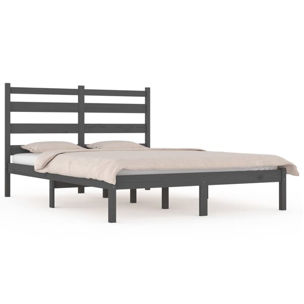vidaXL Cadre de lit sans matelas gris bois de pin massif