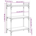 vidaXL Bibliothèque 3 niveaux chêne fumé 60x30x86 cm bois d'ingénierie