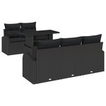 vidaXL Ensemble de Canapés de Jardin 6 Pièces avec Coussins Noir Rattan Poly