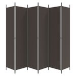 vidaXL Cloison de séparation 6 panneaux Marron 300x220 cm Tissu