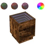 vidaXL Table basse avec LED infini chêne fumé 40x40x50 cm
