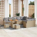vidaXL Ensemble de Canapés de Jardin de 12 Pièces avec Coussins Beige Rattan Poly Acacia