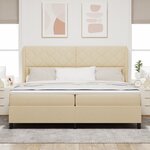 vidaXL Lit plateforme avec matelas - Crème - 200x200 cm Tissu