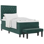 vidaXL Lit à ressort avec matelas et banc vert foncé 90x200 cm en velours