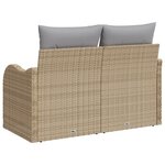 Canapé de jardin 2 places vidaXL avec coussins Beige en poly rotin