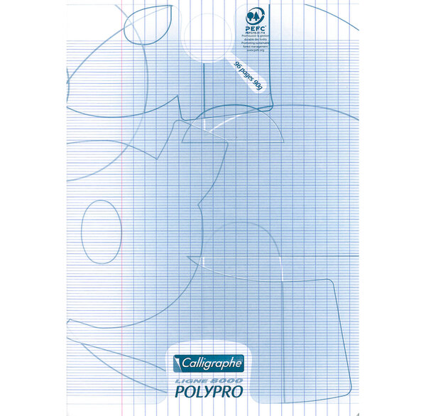 Cahier piqué POLYPRO 17x22 cm 96 p séyès 90g Incolore CALLIGRAPHE