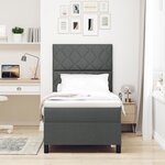 vidaXL Lit à sommier avec matelas & LED gris foncé 100x200 cm en tissu