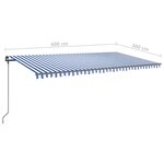 vidaXL Auvent manuel rétractable avec LED 6x3 m Bleu et blanc