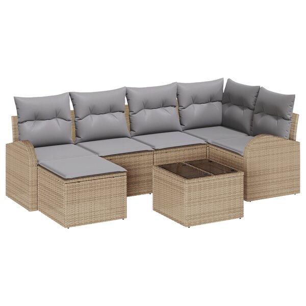 vidaXL Set de 7 pièces de canapé de jardin avec coussins en poly rotin noir